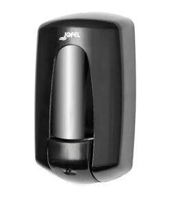 Distributeur de savon Jofel AC70600 avec bouton poussoir chromé - 0,900 L - Noir