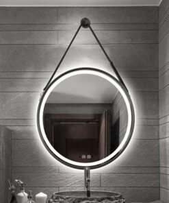 miroir led rond avec corde noir 60×60