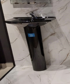 Lavabo et Colonne Odyssée Yvelines Noir Réf: 100906000001BM 65cmx42cm