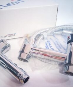 Ensemble Douchette Toilette Chrome Mural avec Flexible et Mitigeur Chaux et Froid Clemed